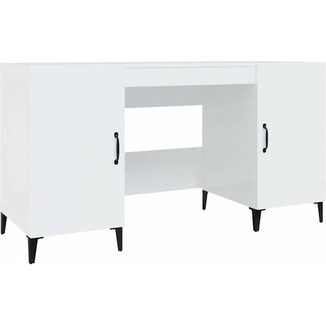 Maison Exclusive - Bureau Blanc brillant 140x50x75 cm Bois d'ingénierie (1/5)