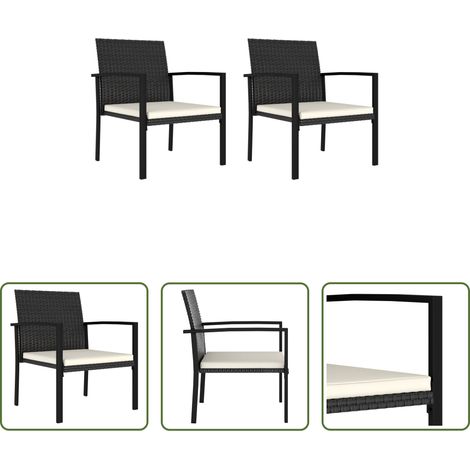 Chaise de salle à manger - Chaises à manger de jardin lot de 2 Résine tressée Noir (1/5)