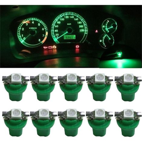 10x T5 B8.5D 5050 SMD Grün Auto LED Dashboard Instrument Glühbirnen Zubehör (1/5)