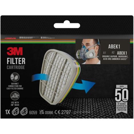 3M 3m filtros combinados gases abek1 6059-1 7100330414 , PRESENTACIÓN 1 PAR. PROTECCIÓN RESPIRATORIAPARA MASCARILLA DE MEDIA CARA REUTILIZABLE SERIE 6000
