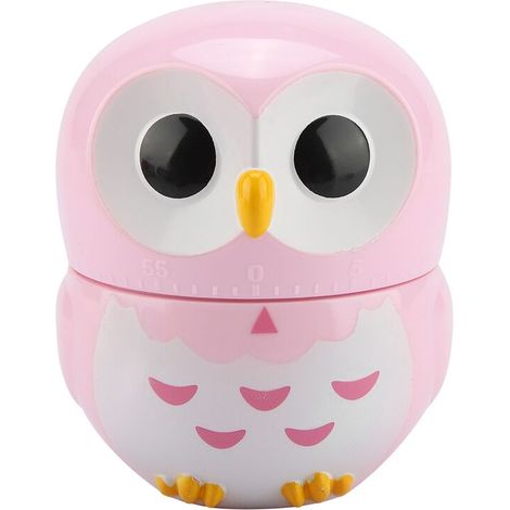 Cute Owl Shaped Manual Kitchen Timer, Mechanical Clock for Home Kitchen (Pink) (1/5)