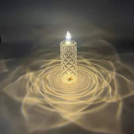 Lampe de bureau Crystal Diamond, lampe de chevet tactile, 3 lumières réglables, rechargeable par USB, veilleuse décorative en cristal