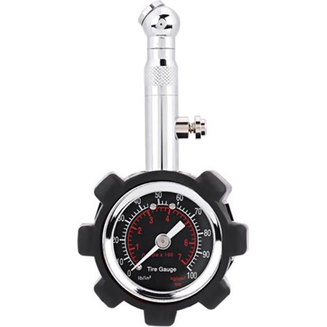 Manomètre manuel de pression pour pneus 0-100 PSI – Compatible vélo, moto, voiture et camion – Précis et robuste (1/5)