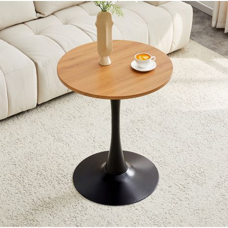 MEUBLIV Runder Tisch 60 cm Schwarz und Holz – stabiles Mittelfußgestell aus MDF und Metall (1/5)