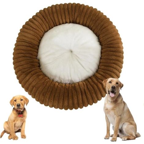 Panier pour chien en forme de donut - Panier pour chien - Canapé pour chien - Niche pour chien - Lit pour animaux - Tissu - Kaki (1/5)