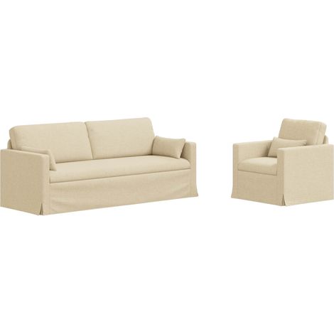 Sofa Set 2 pcs Cream 198 x 78 x 80 cm Fabric vidaXL (1/5)