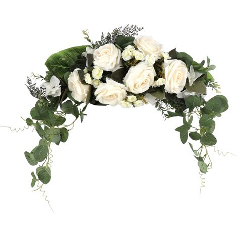 Guirlande de fleurs artificielles flexible et réaliste, blanche, pour porte d'entrée, chaise ou table. (1/5)