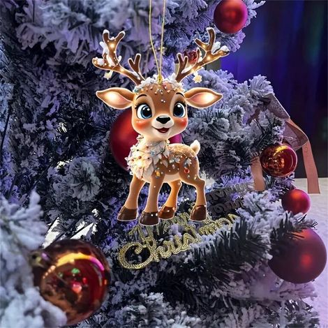 Giraffe - Bois Naturel - Décoration de Noël à Accrocher - Pour Arbre de Noël, Plafond, Guirlande - Lot de 1 (1/5)