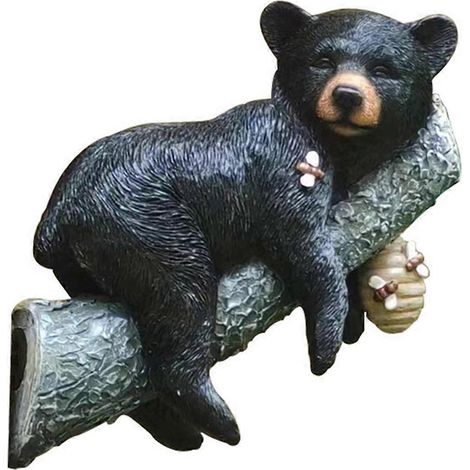 Tiernachbildung: Schwarzbär umarmt Baum (Statue)