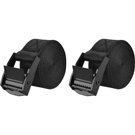 Spanngurte 2 Stück 3m, 25mm breit, 200kg Belastbarkeit, Schwarz