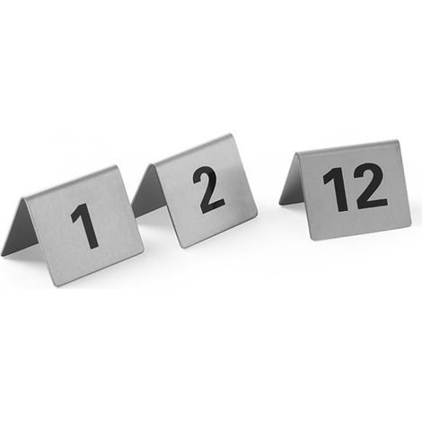 Plaque signalétique numéro 1 à 12, acier inoxydable, lot de 12 - Hendi 663844