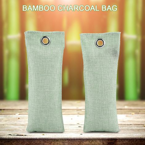 2 sacs de charbon de bambou pour purificateur d'air maison/voiture, déodorant pour chaussures (vert clair) (1/5)