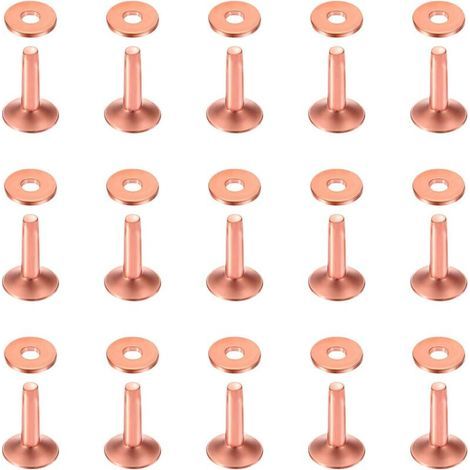Lot de 50 rivets et bavures en cuivre 10 × 3,3 × 12 mm pour ceintures, portefeuilles, colliers, produits en cuir, fournitures artisanales (1/5)