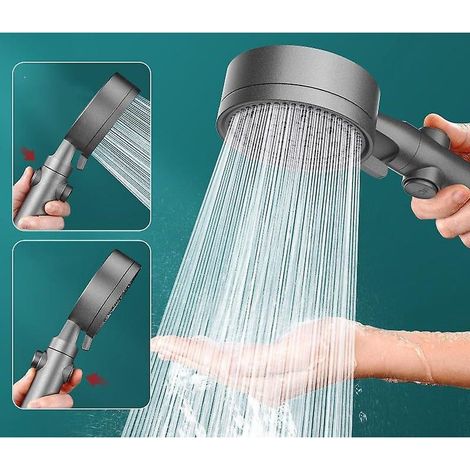 5 Mode Water Saving Shower Black 1 Piece, Douche Ajustable, One Touch Stop, High Pressure Bathroom Universal (1/3)