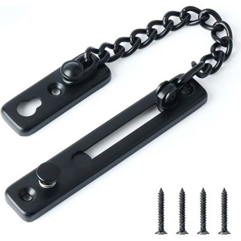 Serrure à chaîne antivol pour porte, serrure à chaîne coulissante pour la sécurité des portes et fenêtres, noire (1/5)