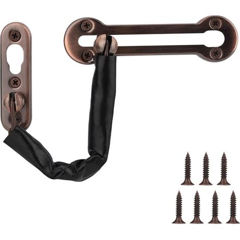 Diebstahlsichere Türkette aus Edelstahl, Kette aus Kunstleder, Sicherheitsschloss für Schiebetüren, ideal für Hotel- und Wohnräume. (1/4)