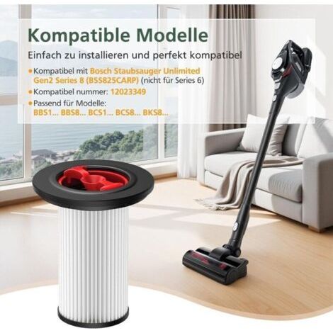NALOOKAMIC Lot de 2 filtres de rechange compatibles avec les aspirateurs Bosch Unlimited Gen2 Serie 8 - Filtre pour aspirateur Bosch 12036642,12023349