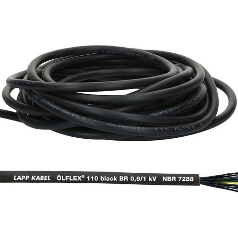 10 mètres Lapp 1120307 Ölflex Classic 110 Noir 0,6/1kV Câble de commande en PVC 3x1,5 mm² avec conducteur de protection I espace extérieur I ignifuge I câble 3 conducteurs I câble de raccordement 3G1, (1/2)