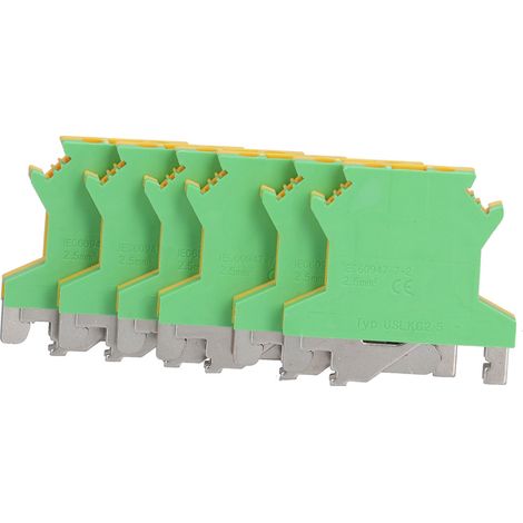 Lot de 50 borniers rail DIN mise à la terre 2 voies USLKG-2.5 connexion électrique à vis sous capot (1/5)