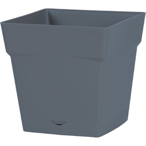 Pot de fleur Toscane avec soucoupe 17,4x17,4x17cm carré - 3,4L - Bleu Jean - EDA