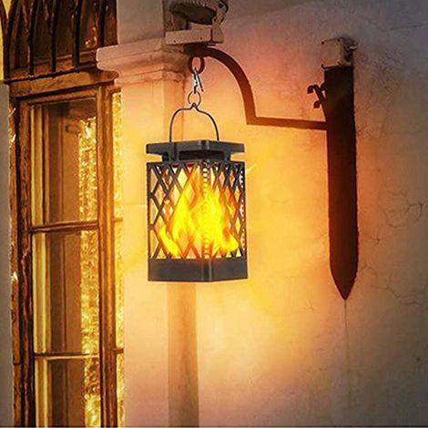 Lanterne solaire à flamme vacillante en forme de diamant, ajourée, pour terrasse, jardin ou patio. Décoration (1/5)