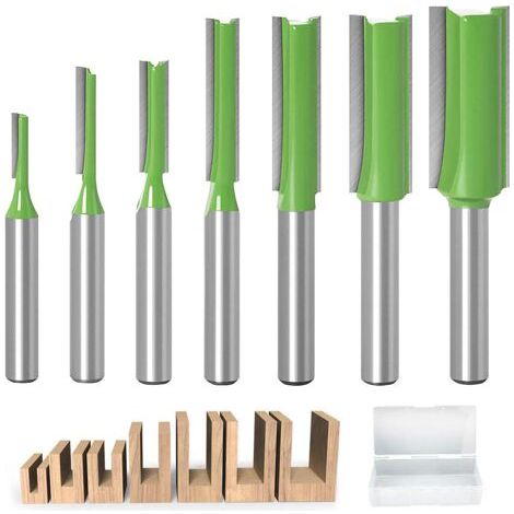 Fraise Droite Defonceuse, 7pcs Fraises à Défoncer Carbure De Tungstène Mèches De Routeur à Queue De 6 Mm Fraise De Fraisage Multifonction Outil De Travail Du Bois Pour Le Travail Du Bois - (1/5)