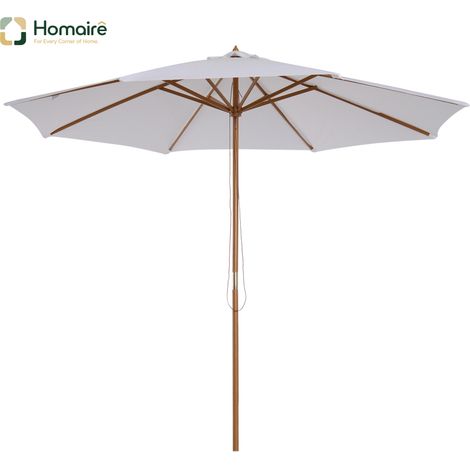 HOMAIRE Sonnenschirm Holz 300 cm Bambus Cremeweiß