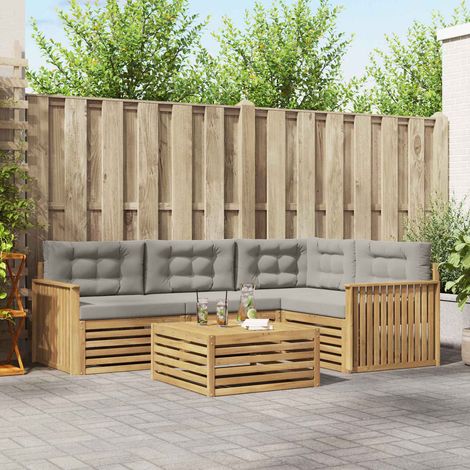 Teenpull – Outdoor-Sofagarnitur 5 Stk. Weiß und Hellgrau Polyester (1/5)