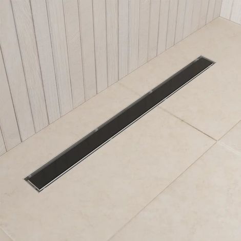 Canalina doccia acciaio inox 100 cm cover in vetro nero (1/3)