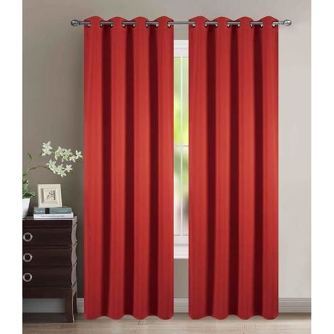 Rideaux occultants thermiques - Piment - 140 x 260 cm - Isolation optimale - 100% Polyester - Œillets