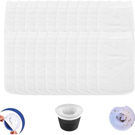20 pares de calcetines para skimmer de piscina, calcetines prefiltro elásticos de nailon, calcetines reutilizables para proteger su piscina de hojas y suciedad. (1/4)