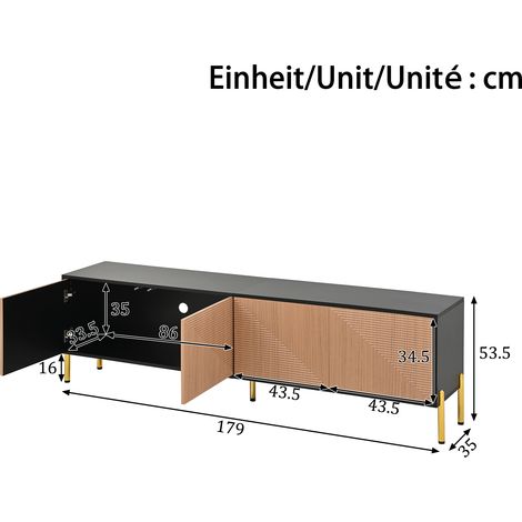 Meuble TV design color-block, support écran plat moderne, console TV basse 179x35x53,5 cm, meuble multimédia élégant pour salon (1/5)
