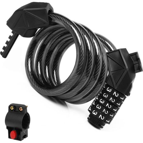 Serrure antivol pour vélo, chaîne de sécurité de 120 cm × 12 mm, résistante aux coupes, compatible avec vélos électriques, trottinettes électriques, motos, poussettes et vélos classiques – couleur noi (1/5)