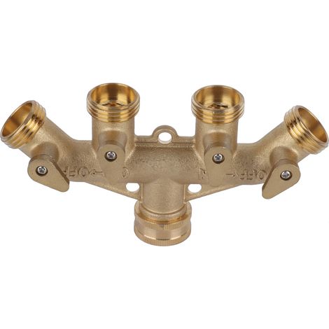 Raccord de robinet à bille G3/4 en laiton à 4 voies pour tuyau d'arrosage, adaptateur de tuyau et connecteur de robinet d'eau