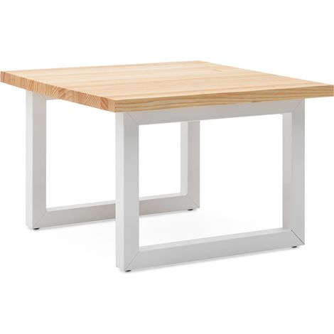 Mesa auxiliar iCub Strong ECO 60x60x53 blanca en madera maciza de pino acabado natural estilo nórdico industrial Box Furniture (1/5)