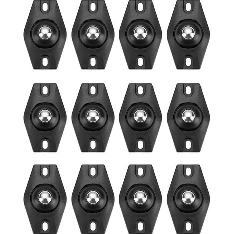 Meubelwielen, klein, 12 stuks kogelwielen, meubelwielen, zelfklevende meubelwielen, platte kogelwielen, schattige kogelwielen, meubels, 360 graden mini-universeel wiel voor kleine meubels (zwart) (1/5)