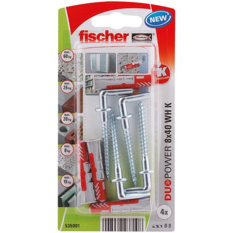 Tacos con Alcayatas FISCHER DuoPower Ø8x40mm - Blíster 4 unidades 535001 (1/4)