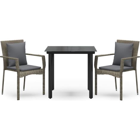 Maison Exclusive - Set Salotto Giardino 3 pz con Cuscini Nero e Grigio Polyrattan