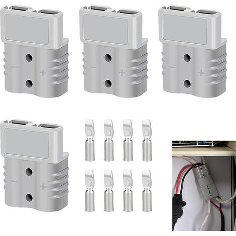 4 Pièces Prise Batterie Connecteur Rapide Batterie 50A 600V Connecteur Prise Connexion Rapide avec 8 Cosses en Cuivre pour Van Moto Voiture Camping-Car Bateau Panneaux Solaires (1/5)