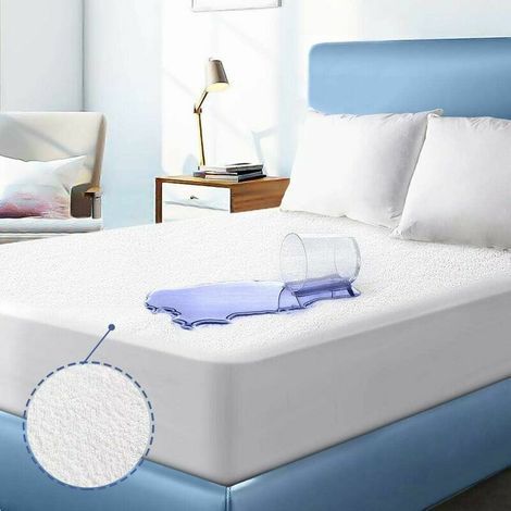 Protège-matelas imperméable 90 x 200 cm. Protège-matelas en tissu éponge respirant. Anti-caries. Antibactérien. Housse de protection pour adultes et enfants. Lavable en machine à 30 °C. (1/5)
