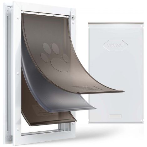 Puerta para Mascotas Extragrande, Gatera para Puerta con Marco Metálico, 3 Solapas Flexibles Magnéticas, Resistente a la Intemperie para Jardín Pared Dormitorio Perros Gatos Interior y Exterior (1/5)