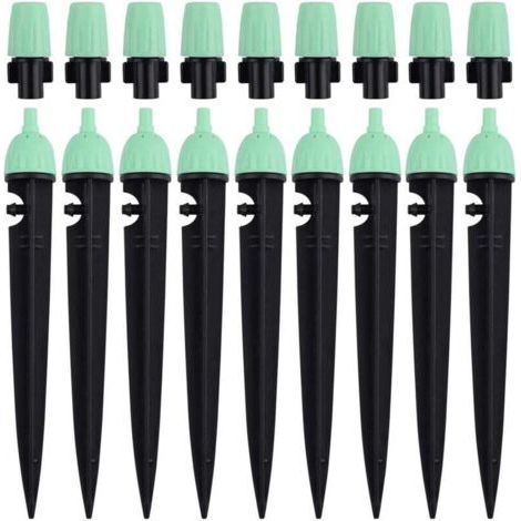 Goutteurs d'irrigation Ulisem avec connecteur, 20 pièces, arroseurs à débit d'eau réglable à 360 degrés, 2 en 1, pour système d'irrigation goutte à goutte (vert) (1/4)