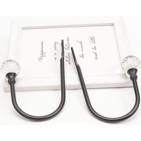 Kaelt - Embrasses de rideaux, crochets embrasse avec boule de cristal pour draperie, métal doré, support de rideau décoratif pour la maison, bureau （noir） (1/5)