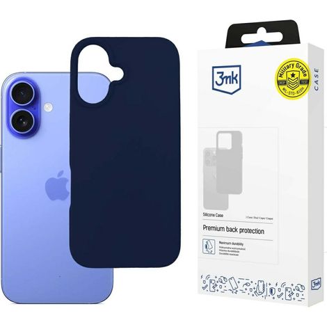 Coque en silicone 3mk pour iPhone 16, bleu marine foncé (1/5)