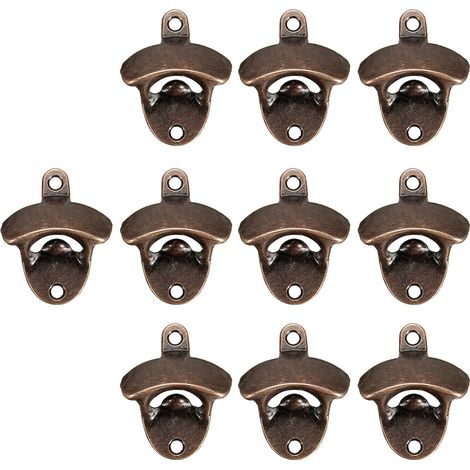 Lot de 10 ouvre-bouteilles muraux, en alliage de zinc, au design rétro robuste. (1/5)