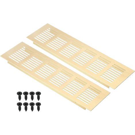 Grille de Ventilation Rectangulaire de 10 x 3 Pouces, 2 Pièces, en Aluminium avec Vis de Fixation pour Porte D'Armoire et de Garde-Robe, Couleur Dorée (1/5)