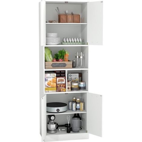 Küchenschrank 60 cm Breit Weiß mit Türen, Hochschrank für Speisekammer & Küche (1/5)