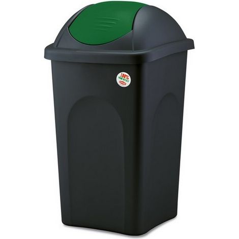 1PZ PATTUMIERA BASCULANTE MULTIPAT Lt. 60 - cm. 39x39x68 h col. Nero/Verde