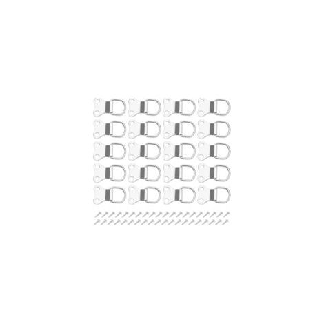 50 ganci per appendere cornici con anello a D, ganci a doppio foro con viti, staffa per appendere quadri a parete, placcati, 3,5x2,2 cm, argento