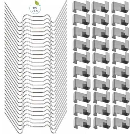 100 pinces à verre pour serre (50 clips en acier inoxydable 304 (largeur), 50 clips en acier inoxydable 301 (largeur)). (1/5)